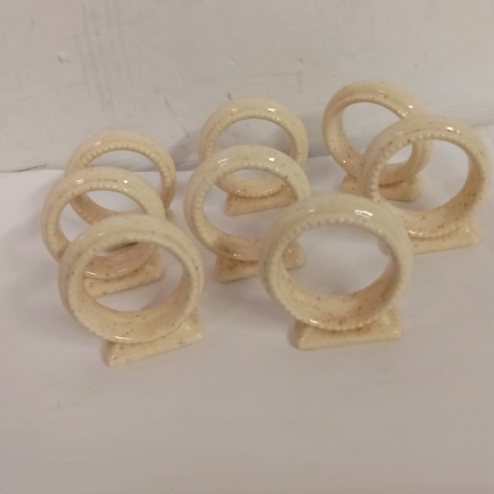 8 Whole Wheat Napkin Rings Porcelain 2" Mikasa Style